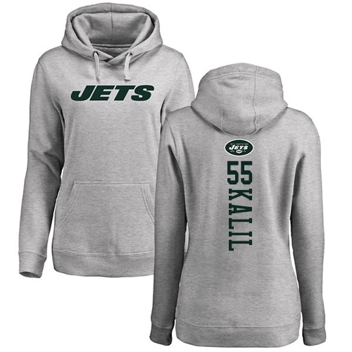 New York Jets Ash Women Ryan Kalil Backer NFL Football #55 Pullover Hoodie Sweatshirts->new york jets->NFL Jersey